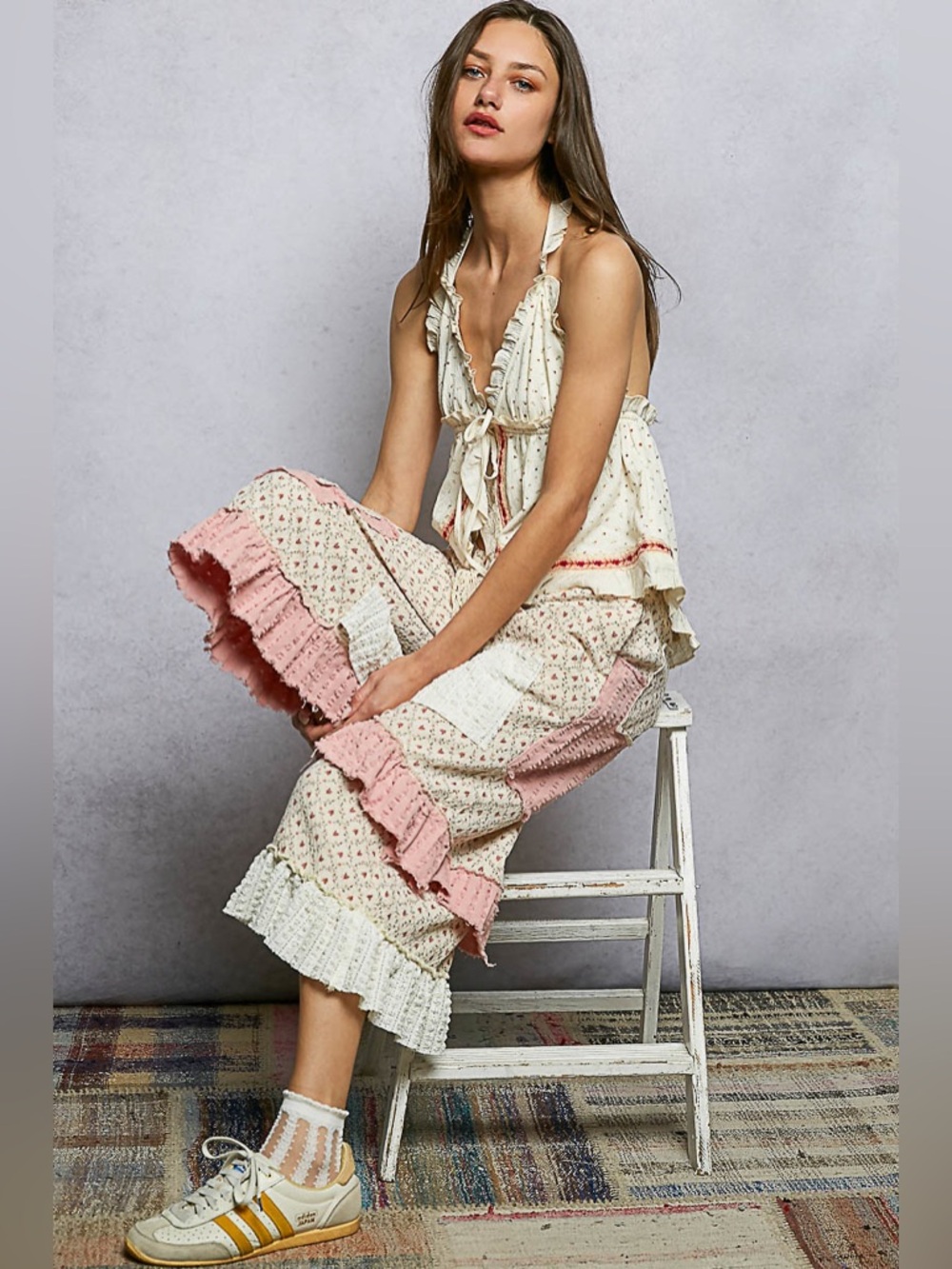 POL “ Honey Lace “ Halter Tank | Cream - Picture 6 of 8